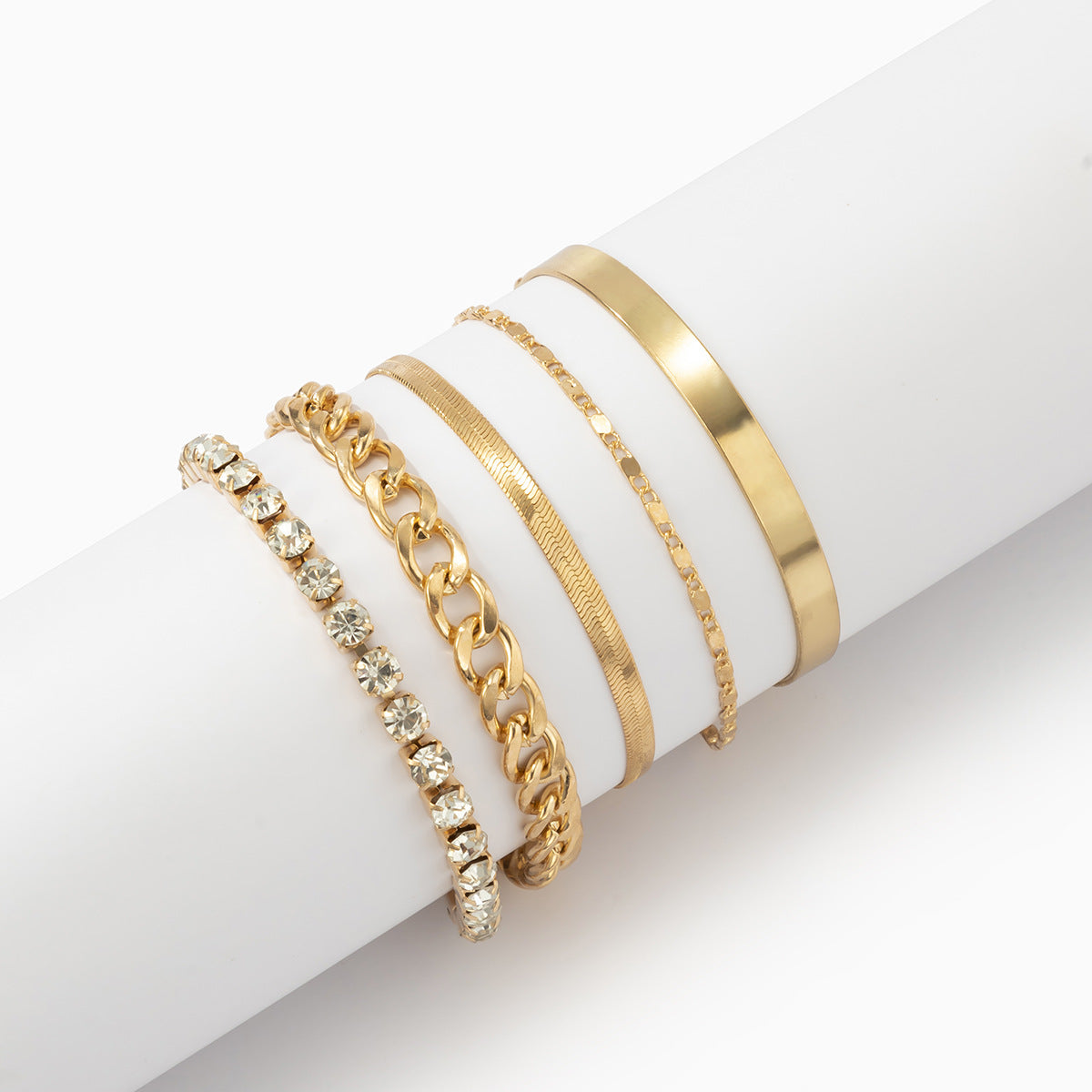 European and American cross-border retro trend snake bone chain diamond bracelet female, hip-hop punk style metal glossy bracelet