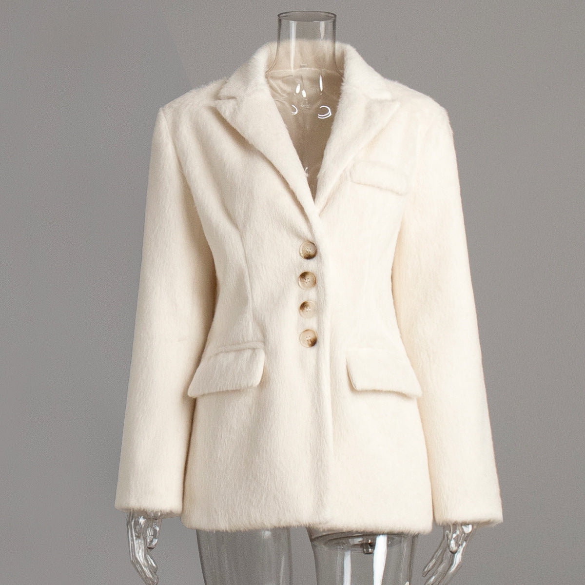 Celebrity style loose lapel plush jackets autumn and winter cross-border European and American INS explosion long-sleeved coat coat women