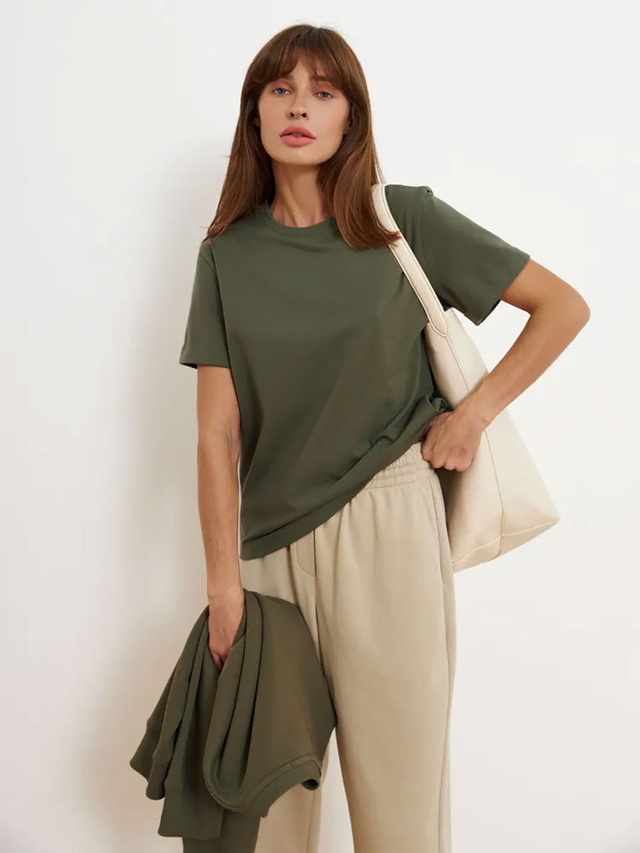 Short-sleeved T-shirt European and American summer new women's fashion casual home commuting versatile round neck short-sleeved T-shirt