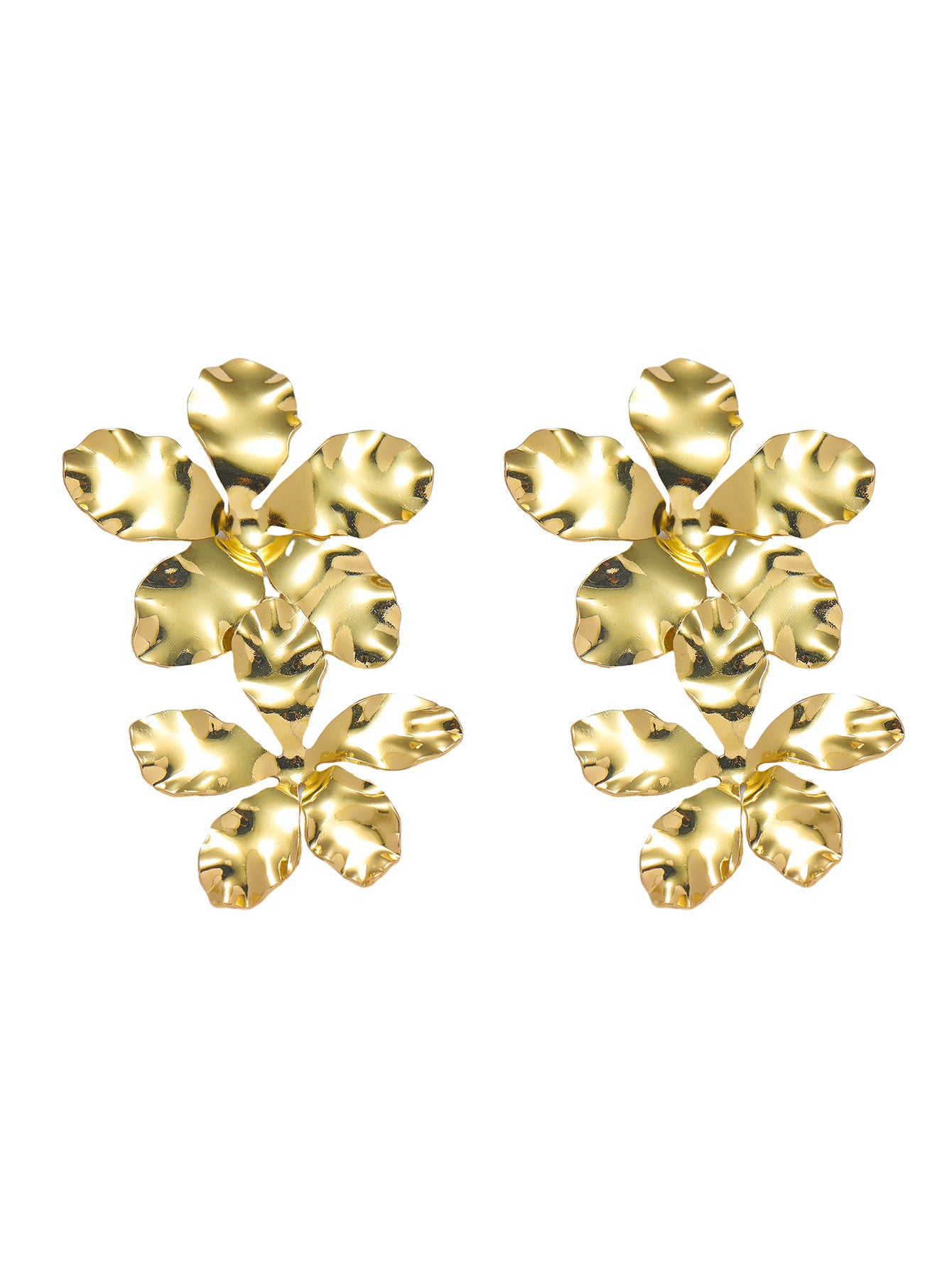 High-end luxury exquisite gold-plated flower earrings women's fashion retro personality exaggerated temperament versatile ear jewelry wholesale