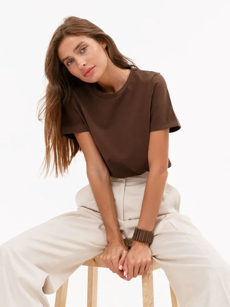 Short-sleeved T-shirt European and American summer new women's fashion casual home commuting versatile round neck short-sleeved T-shirt