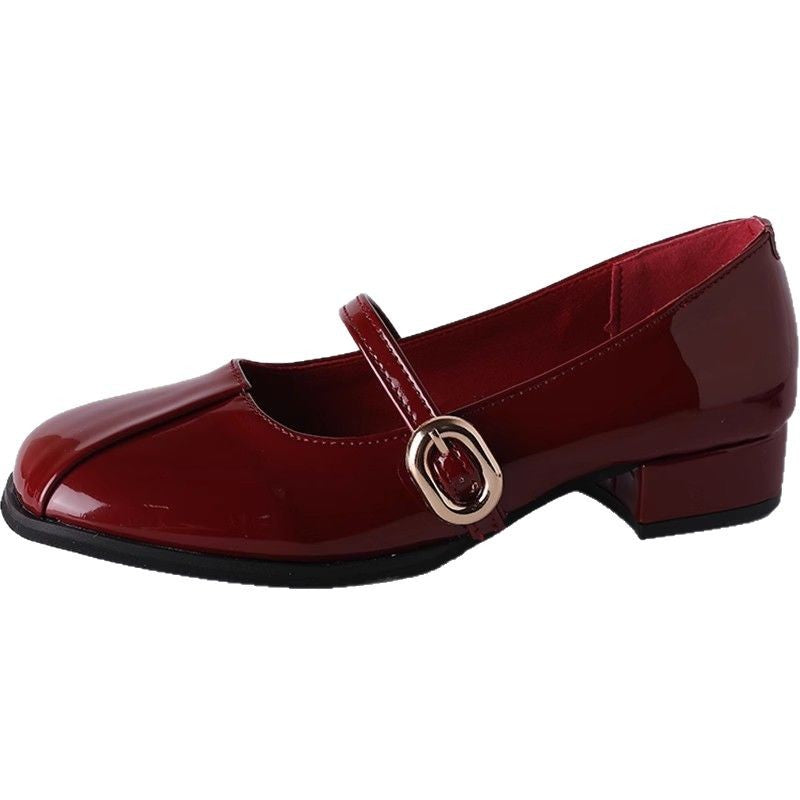 French small fragrant style versatile small leather shoes women's summer new casual single beanie shoes evening evening breeze with skirt Mary Jane shoes