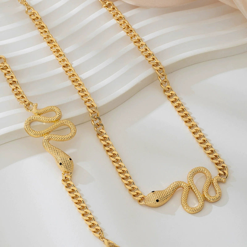 European and American jewelry suit personality exaggerated bending winding snake fashion creative trend versatile collarbone chain necklace