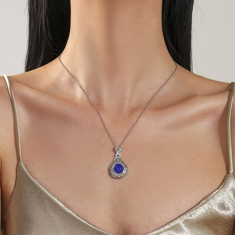 Longhe, the supply can change color, temperature sensing pendant, European and American luxury fashion hollow flower women's necklace