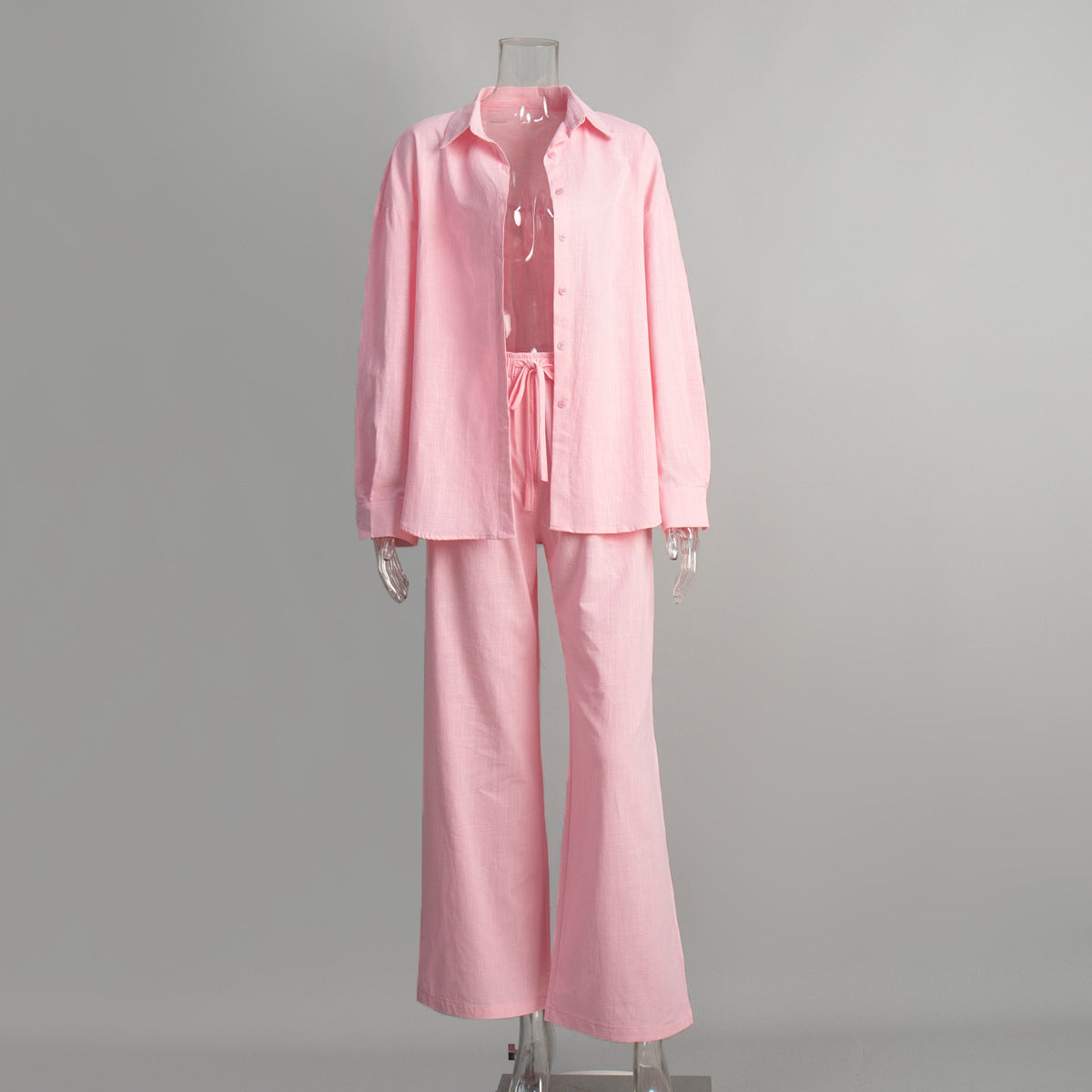 Pure cotton shirt trousers set European and American spring and summer new loose long-sleeved shirt casual suits women