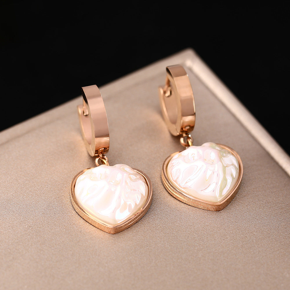 Korean version of Internet celebrity love mermaid color pendant earrings temperament versatile high sense light luxury earrings jewelry does not fade