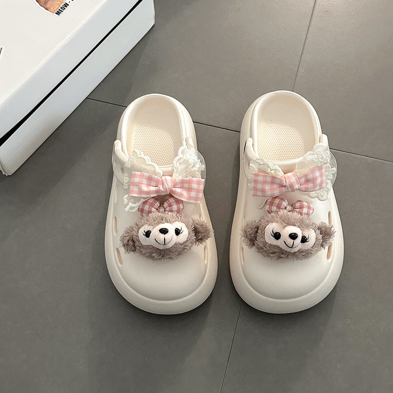 bow Sydney bag head half slippers women's outer wear spring and summer new hole shoes two wear sandals