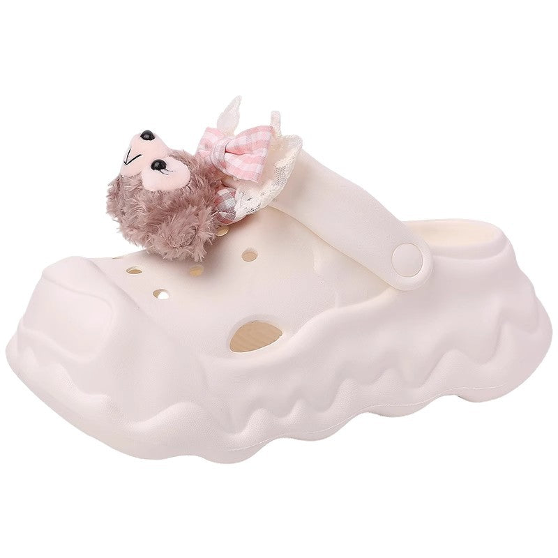 Cute casual platform slippers women's summer fashion outer wear heightening versatile sandals cartoon simple wear-resistant hole shoes