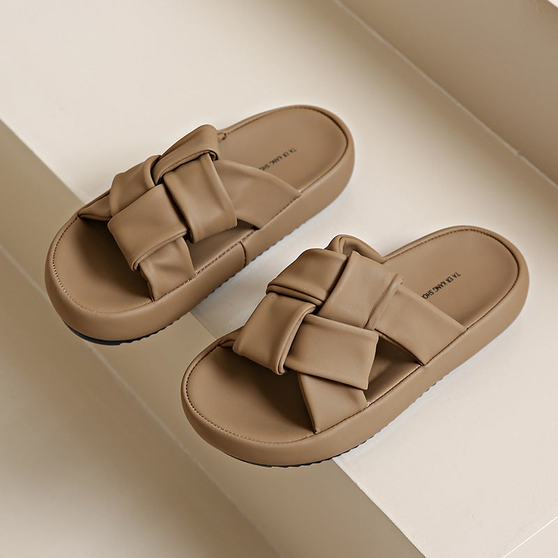 Cool slippers women's summer wear new thick-soled casual non-slip pregnant women's beach sandals lazy fashion one-word drag