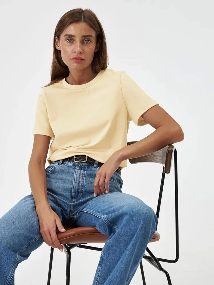 Short-sleeved T-shirt European and American summer new women's fashion casual home commuting versatile round neck short-sleeved T-shirt