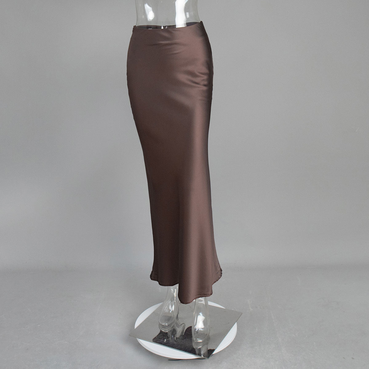 Fishtail skirt European and American spring satin satin satin long high-waisted hip-wrapped floor-mopping fishtail skirt dress