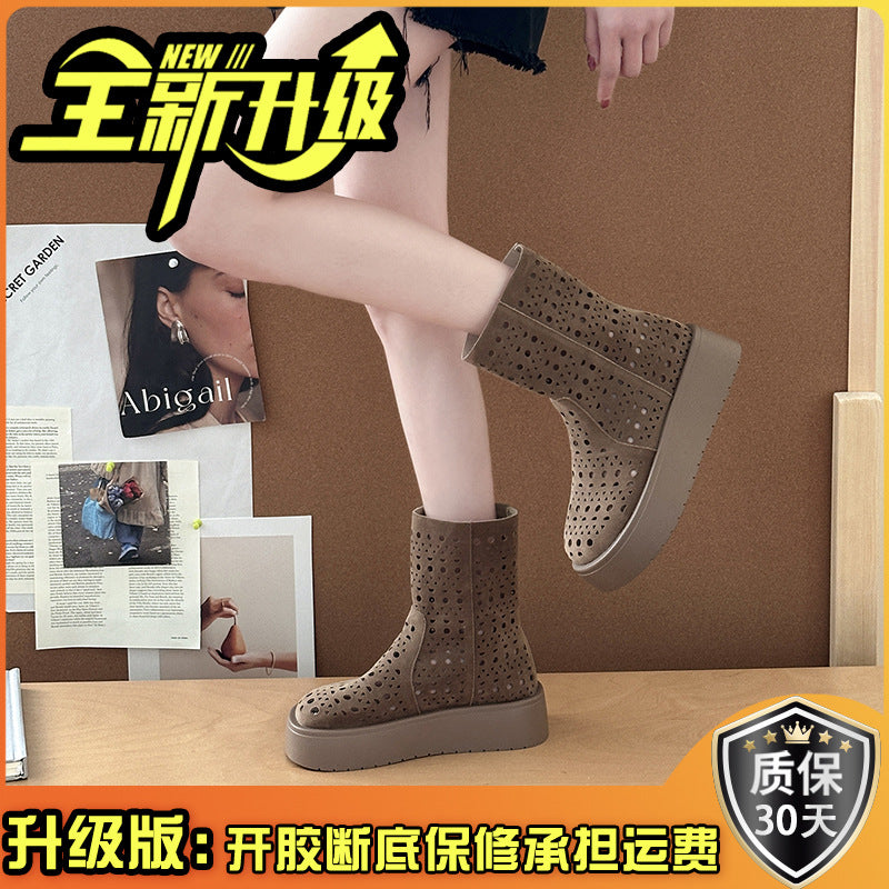 Hollow breathable short boots children's summer thin new flat-bottomed casual Martin boots Birkenstock hole cool boot shoes