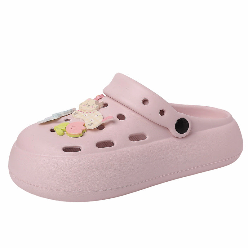 Fashion cute platform hole shoes women's spring and summer new versatile one-pedal slippers women's skirt tide