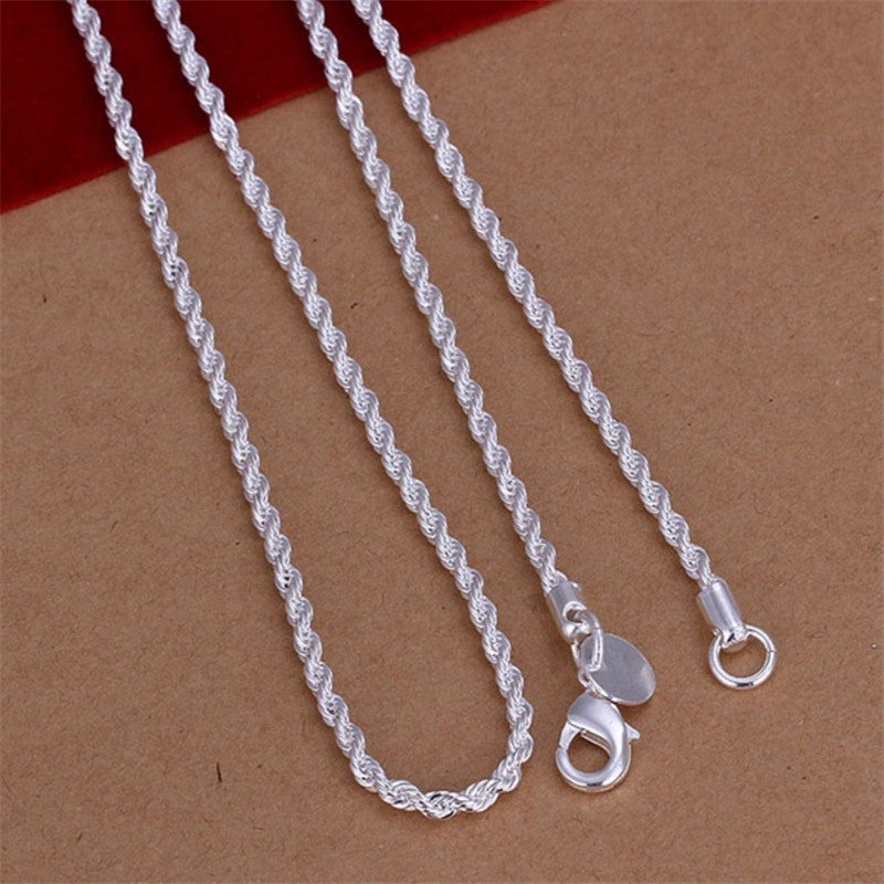 Dragon and Twist Chain Necklace 4mm Silver Plated Necklace, Hot Selling in Europe and America, Silver Plated Twist Necklace