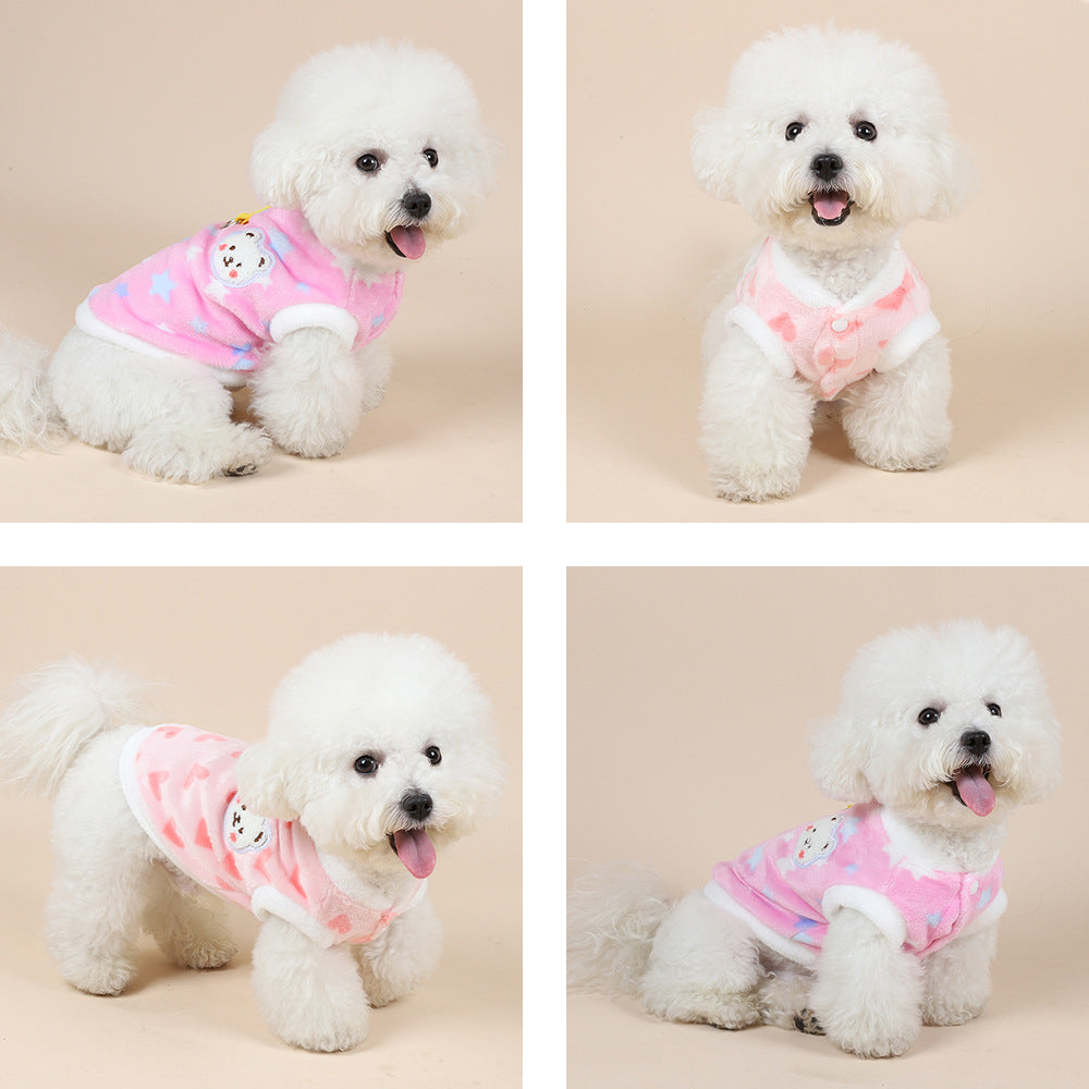 Cute autumn and winter dog bear vest vest vest can be towed simple wind small dog cat pet clothes dog toy