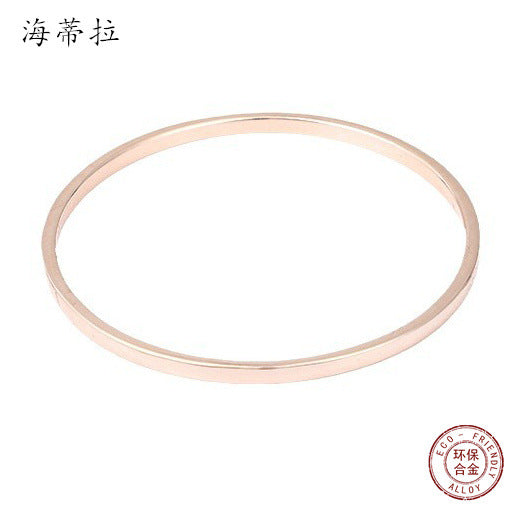 European and American popular plain circle rose gold bracelet cold wind ins round smooth surface men's and women's versatile closed bracelet