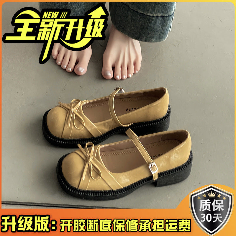 Fairy style French single beanie shoes retro bow Mary Jane shoes women's spring new small fragrant style gentle temperament high heels