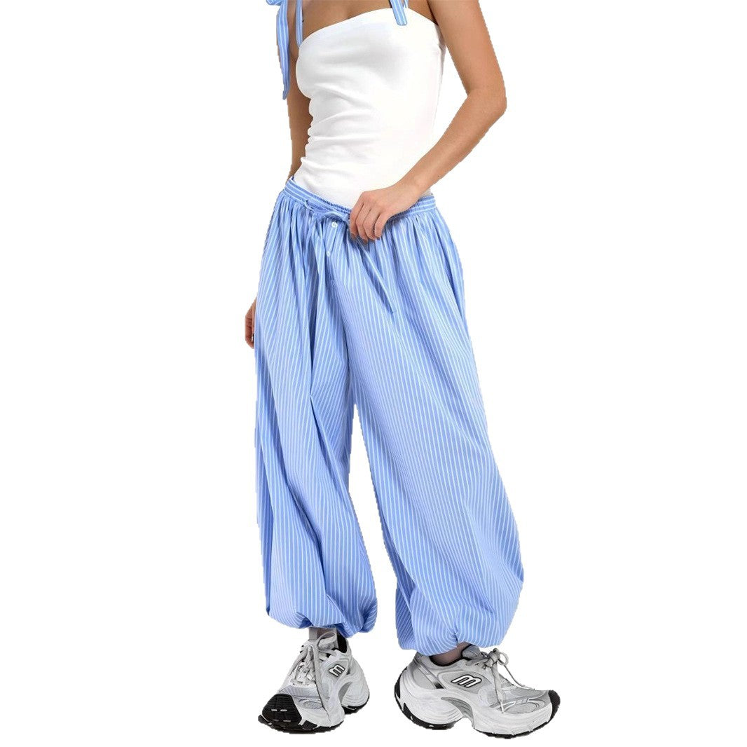 Striped bloomers European and American autumn new street style trend trousers loose and versatile bloomers women pant