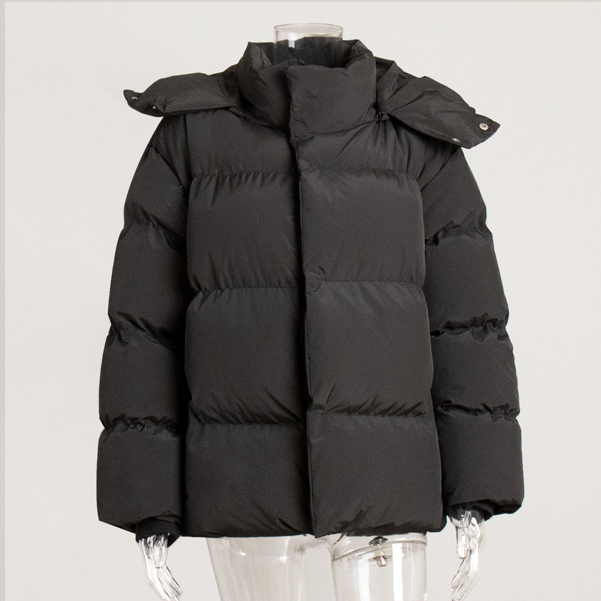 Padded jacket women's winter European and American new padded jacket loose padded jacket solid color hooded padded coat jackets