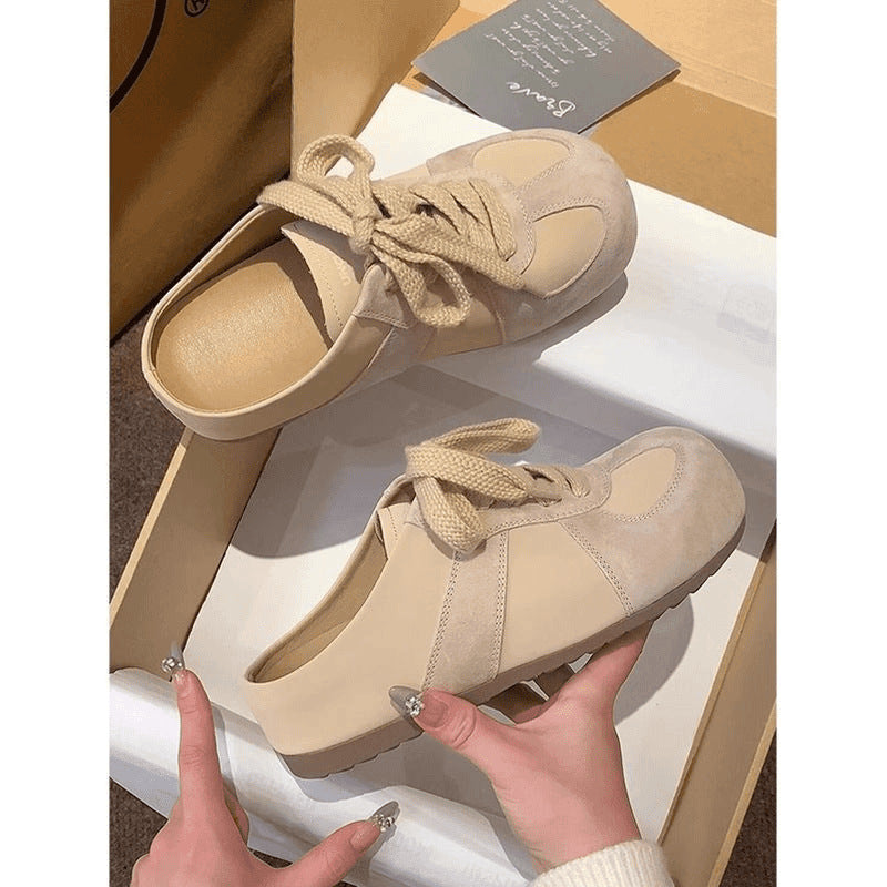 Birkenstock bag head half slippers women's spring wear a pair of cool slippers soft sole without heel lazy lace-up German training shoes