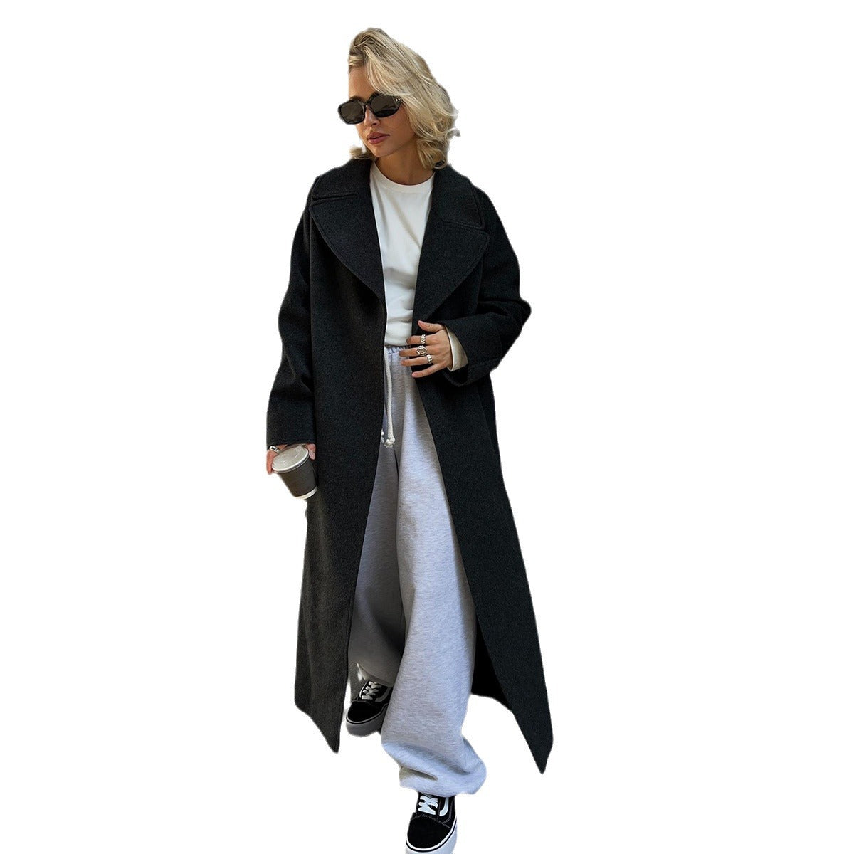 Wool woolen coat for women, Europe, America, autumn and winter loose with rotator sleeves, wool double-sided woolen Maillard coat jackets