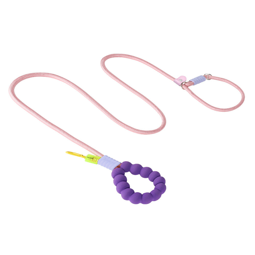 Dog leash, crossbody cloud bubble foam grip contrasting color P rope, puppy out pet walking dog rope