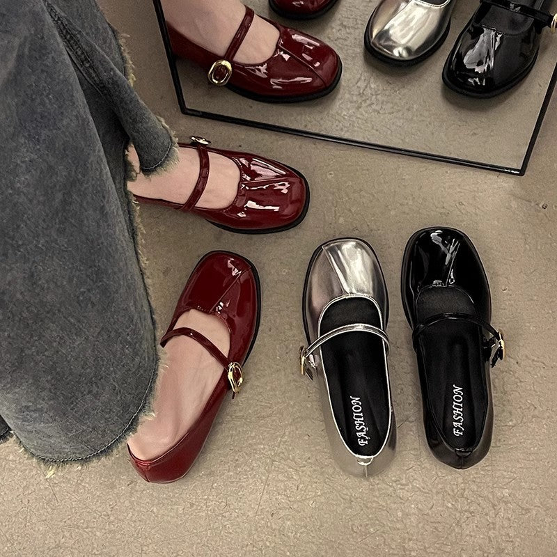 French small fragrant style versatile small leather shoes women's summer new casual single beanie shoes evening evening breeze with skirt Mary Jane shoes