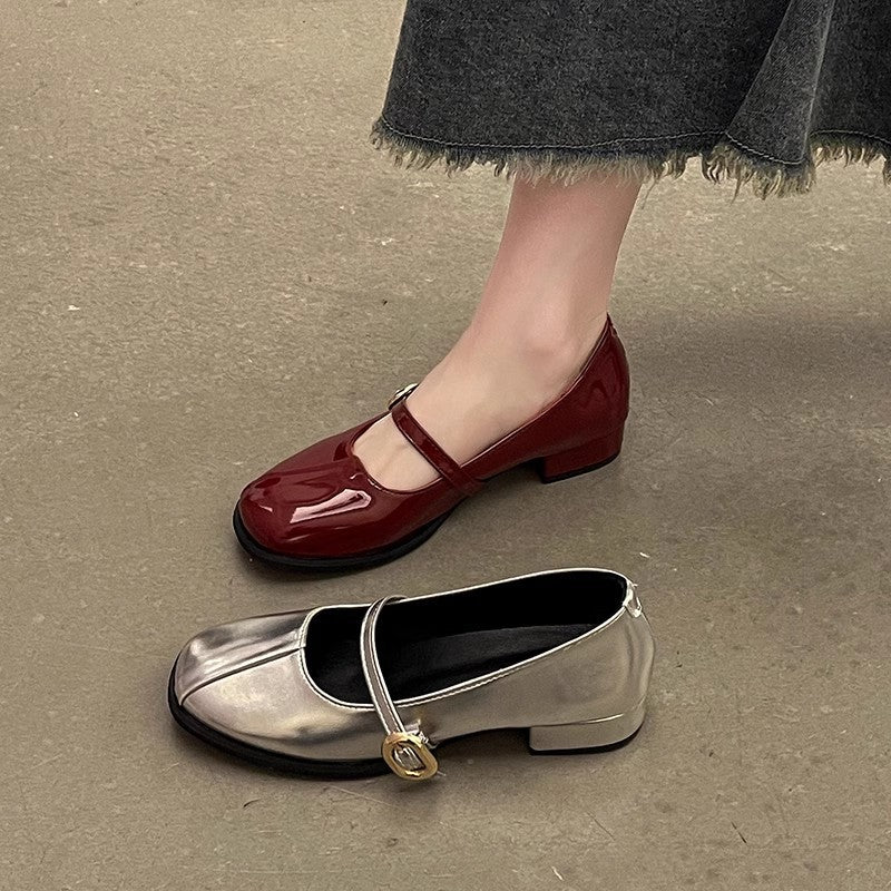 French small fragrant style versatile small leather shoes women's summer new casual single beanie shoes evening evening breeze with skirt Mary Jane shoes