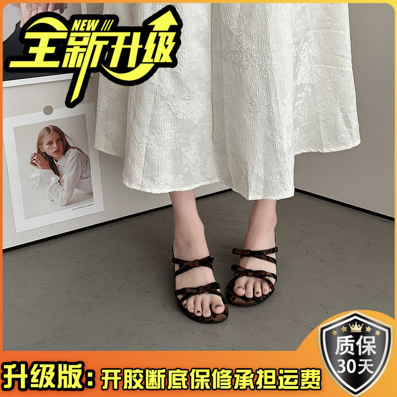 Fashion tribe fairy style bow thick bottom heightening slippers women's outer wear new summer open-toed sandals