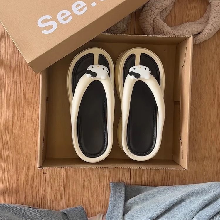 Small high-heeled flip-flop woman summer new fashion outer wear thick-soled non-slip beach pinch foot cool slippers