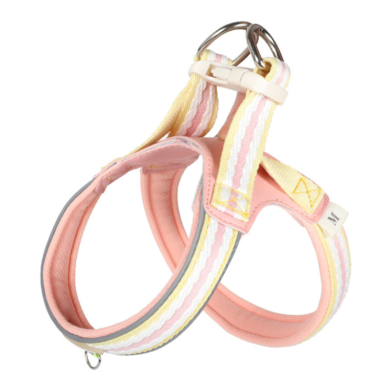 Summer dog leash contrasting colors soft breathable pet chest strap small dog dog chest back walking dog toy