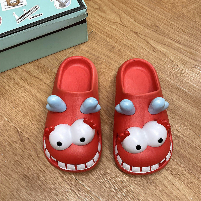 Funny personality hole shoes women's outer wear cartoon cute student indoor non-slip home bag head cool slippers summer