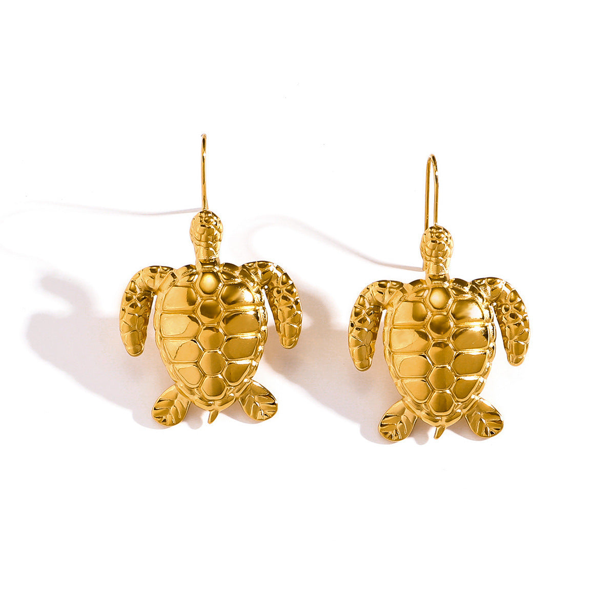 Malt European and American titanium steel earrings female turtle stud earrings ear hooks niche stainless steel non-fading jewelry rings
