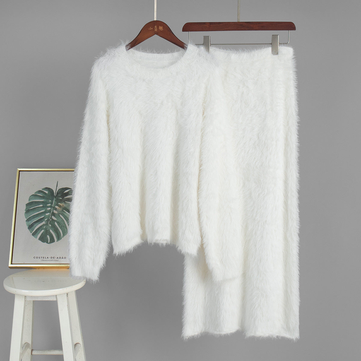 Pullover sweater skirt set, European, American autumn and winter Ins style knitting two-piece sweater set, women suits