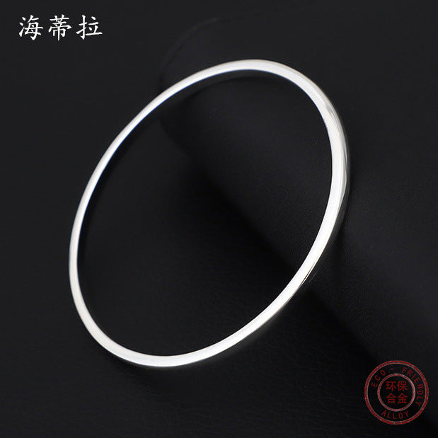 European and American popular plain circle rose gold bracelet cold wind ins round smooth surface men's and women's versatile closed bracelet