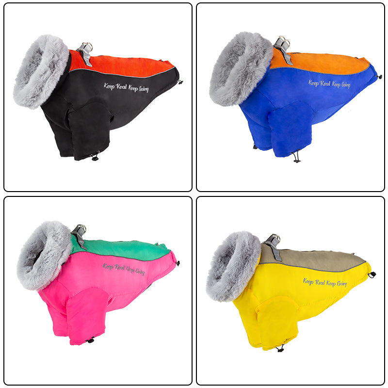 New pet clothes piled and thickened windproof and waterproof dog clothes reflective medium and large dog cotton-padded clothes wholesale dog toy