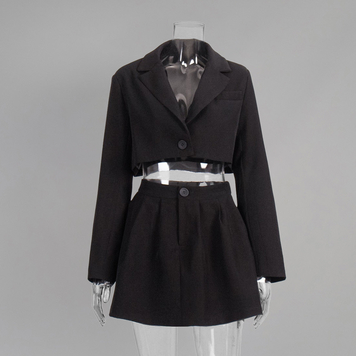 suit short skirt set European and American spring and summer Y2K front shoulder lapel small suit + miniskirt suit suits set