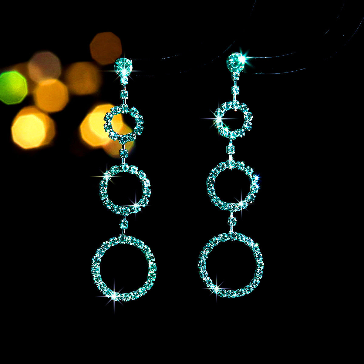 Machika high-end super flash full diamond long fringed earrings women's fashion temperament rhinestone ear jewelry earrings