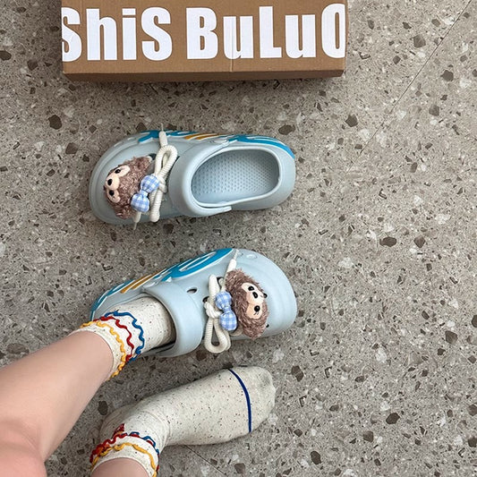 EVA women's hole shoes trendy ins popular summer fashion couple hole shoes go out at home two wear garden shoes slippers