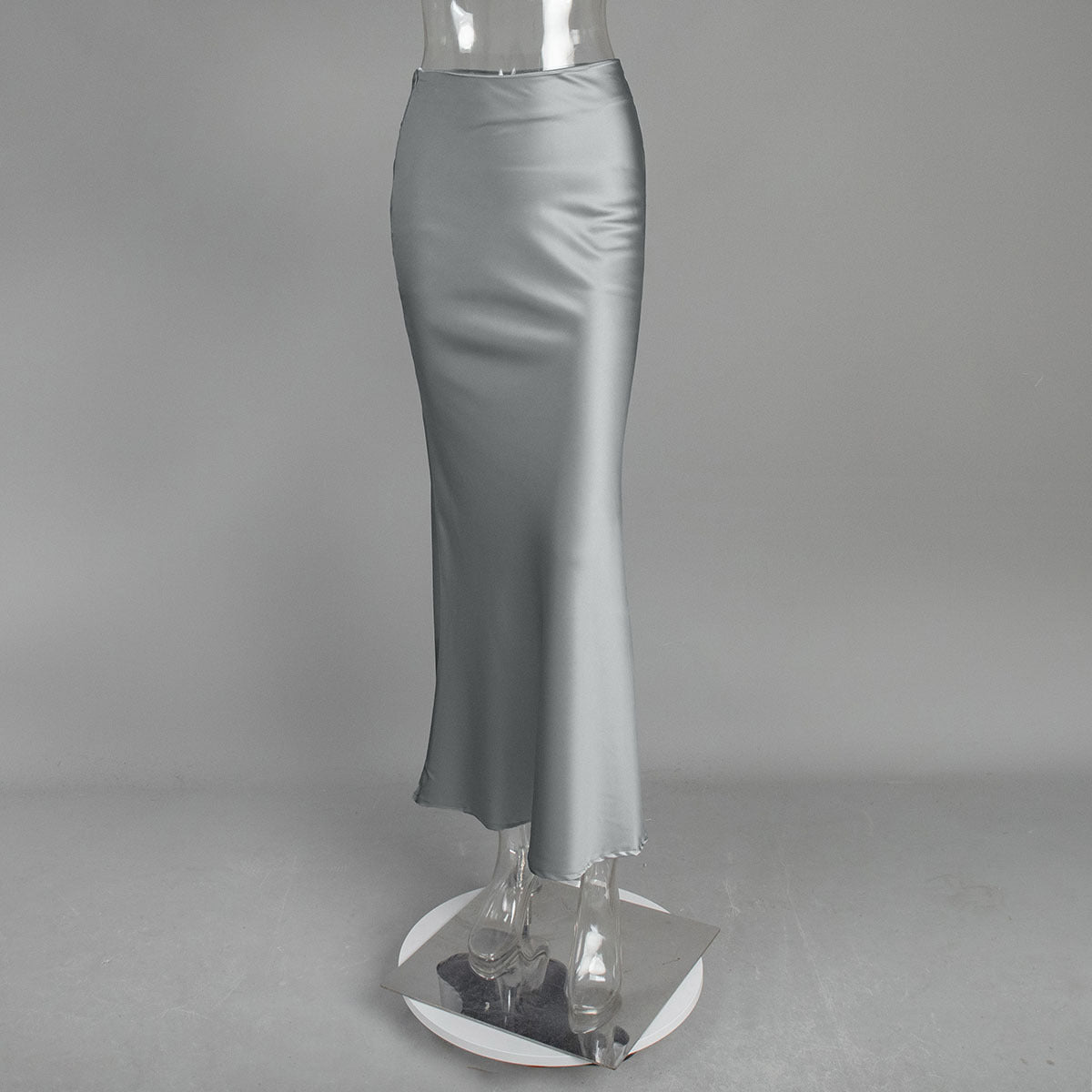 Fishtail skirt European and American spring satin satin satin long high-waisted hip-wrapped floor-mopping fishtail skirt dress