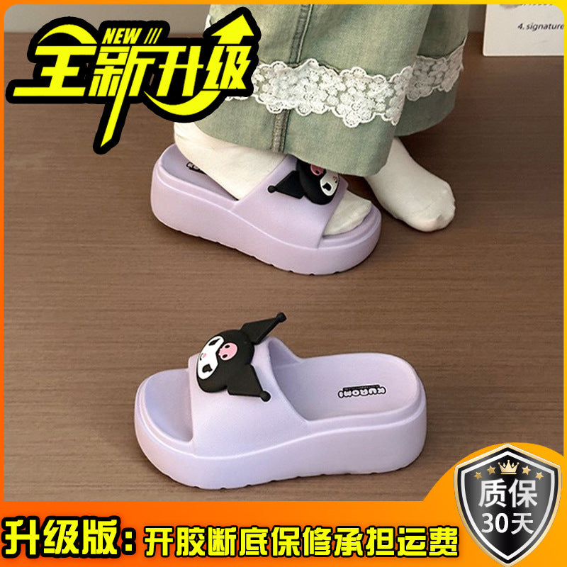 Sanrio cool slippers summer new wear heightened thick-soled non-smelly feet beach shoes indoor home non-slip slippers