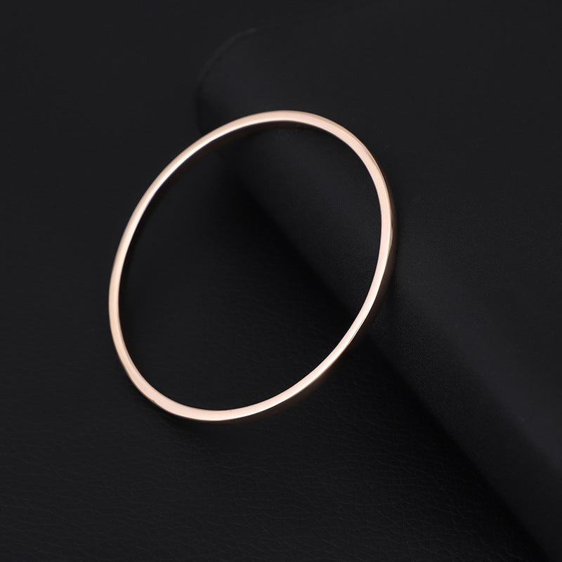 European and American popular plain circle rose gold bracelet cold wind ins round smooth surface men's and women's versatile closed bracelet