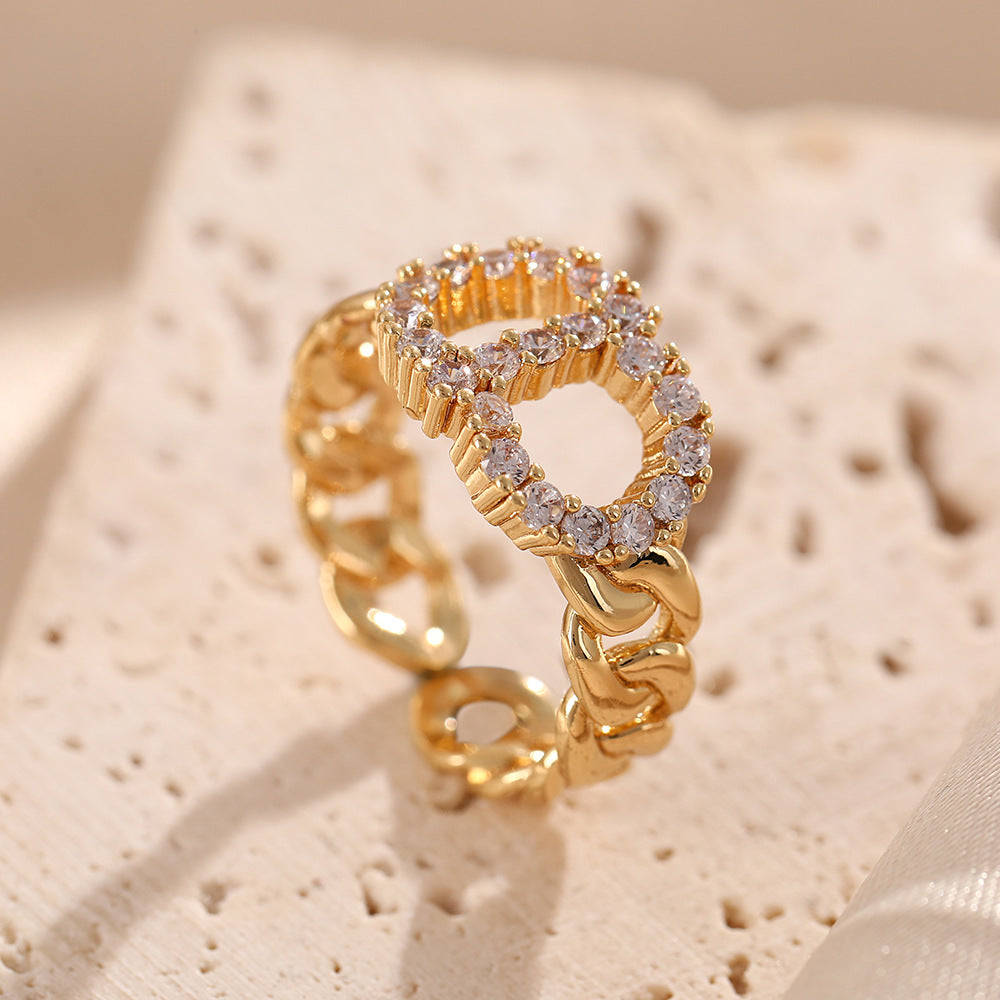 Cross-border hot sale letter rings female personality ins Internet celebrity same rings fashion design sense versatile jewelry