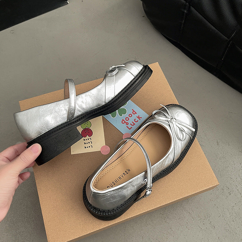 Fairy style French single beanie shoes retro bow Mary Jane shoes women's spring new small fragrant style gentle temperament high heels