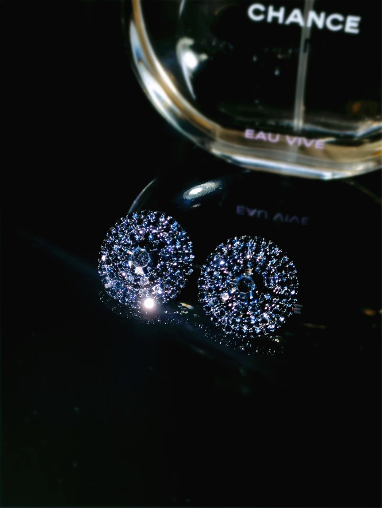 DINGKA explosive rhinestone geometric round women's earrings, a pair of versatile exquisite circles