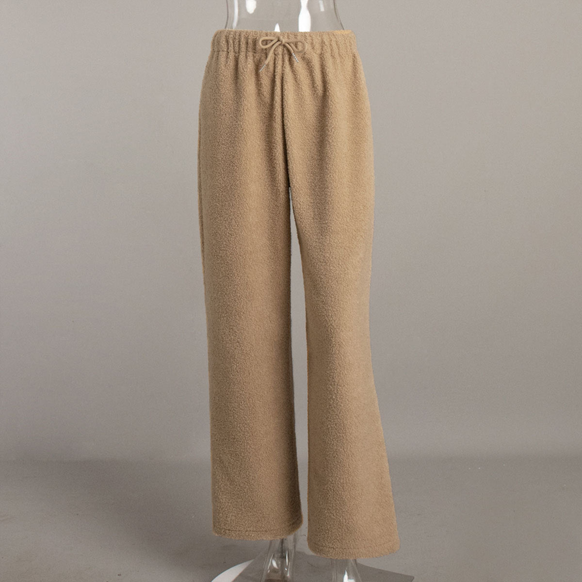 Lamb wool wide-leg trousers European, American autumn and winter new women's casual temperament commuter loose straight-leg trousers pant