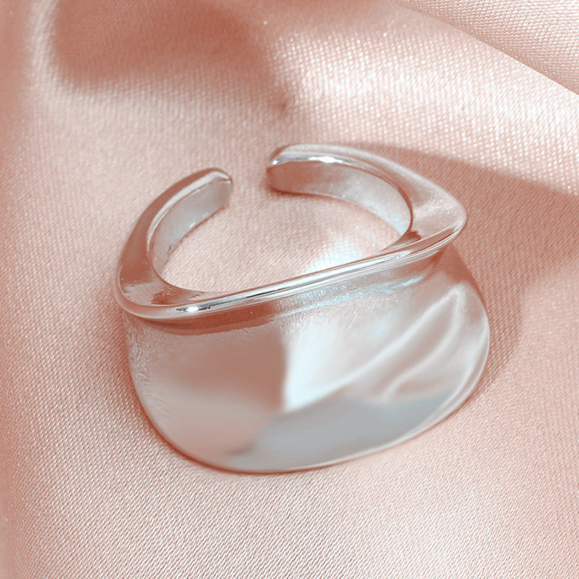 European and American exaggerated arc concave rings female high sense cold wind geometric U-shaped glossy ring open ring