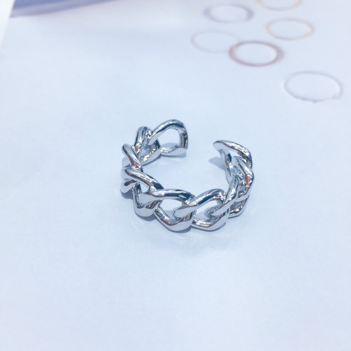 Light luxury exaggerated braided chain opening ring European and American niche design adjustable rings