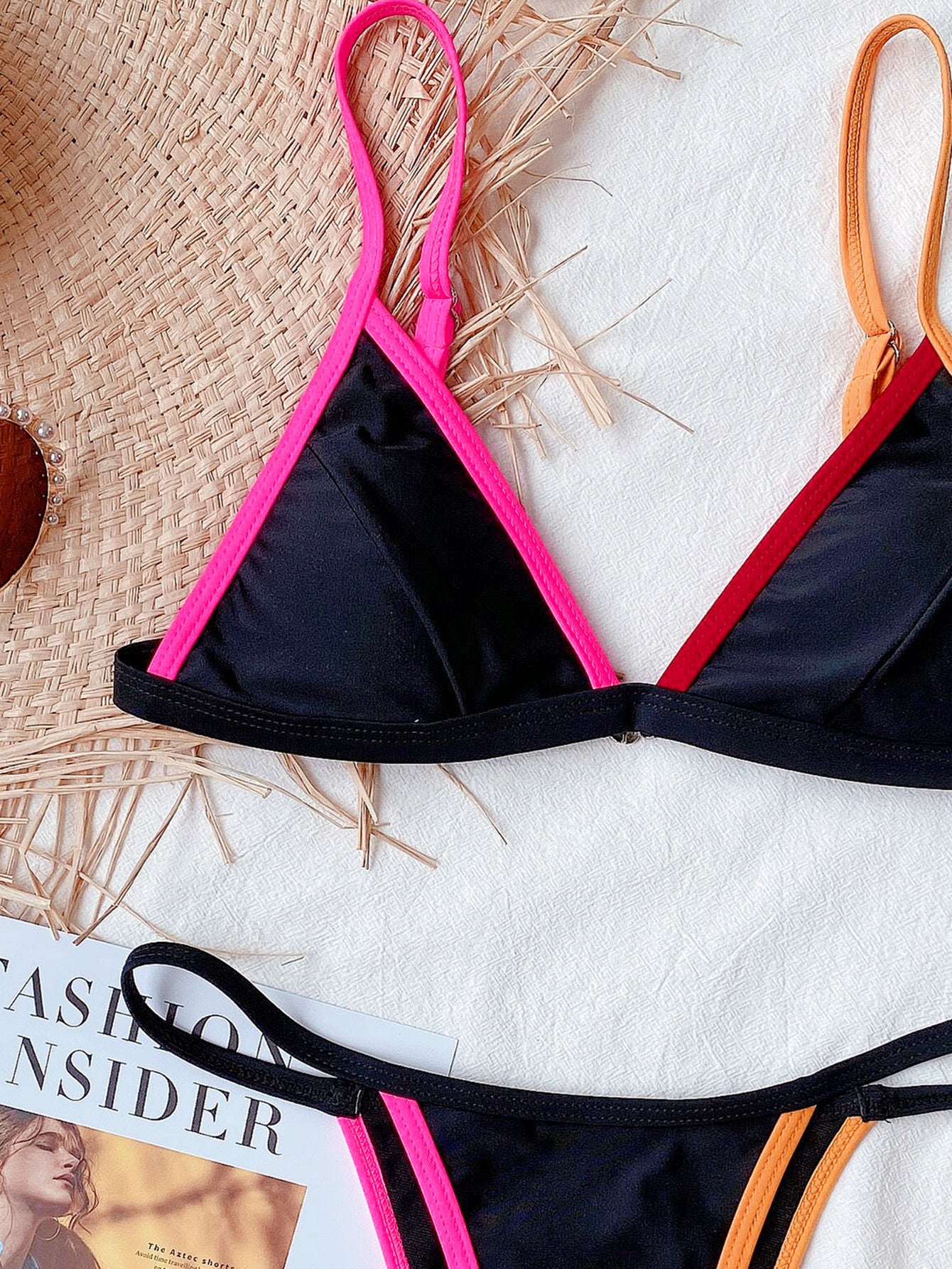 Swimsuit outer single bikini explosion solid color bikini women's split swimsuit triangular bikini