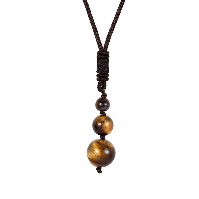 European and American fashion accessories 16MM natural amethyst pendant necklace red tiger's eye stone obsidian necklace men's and women's jewelry